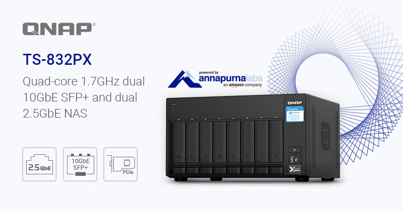 QNAP ra mắt NAS TS-832PX: Vi xử lý 4 nhân với cổng 10GbE SFP+ và 2,5GbE, tối ưu cho các ứng dụng văn phòng tốc độ cao