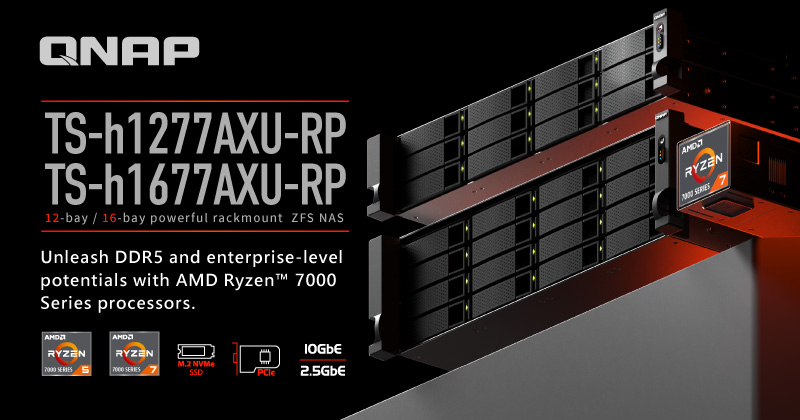 QNAP ZFS NAS TS-hx77AXU-RP: lưu trữ đột phá với AMD Ryzen 7000