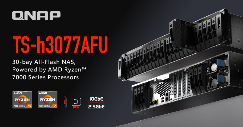 QNAP TS-h3077AFU: NAS All-Flash 100GbE dành cho Sản xuất, Truyền thông và Giải trí (M&E)
